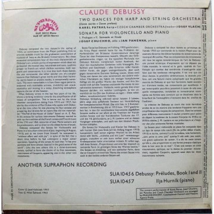 德彪西《为竖琴与管弦乐队而作的舞曲》 《为大提琴和钢琴而作的奏鸣曲》 /帕年卡钢琴 ,胡赫罗大提琴 ,瓦拉几小提琴 ,帕特拉斯竖琴 ,洛桑室内乐团 