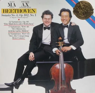 贝多芬《C大调为大提琴和钢琴而作的第4奏鸣曲》《bE大调根据莫扎特“知道爱情的男人”为大提琴与钢琴而作的变奏曲》等作品/阿克斯,马友友演奏