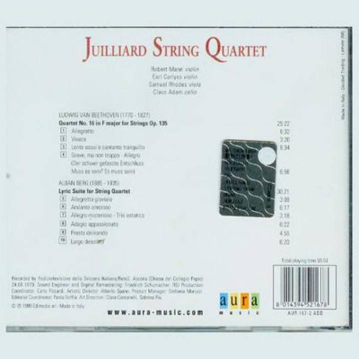 贝多芬《F大调第16弦乐四重奏》 /贝尔格《抒情组曲，弦乐四重奏》 /罗德中提琴 ,莱文钢琴 ,亚当大提琴 