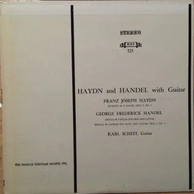 亨德尔《F大调为双簧管和通奏低音而作的奏鸣曲》《a小调为长笛和通奏低音而作的奏鸣曲,第1哈莱奏鸣曲》/海顿《G大调第5四重奏》 /卡库斯卡小提琴盖兹中提琴赫特尔双簧管夏伊吉他里斯伯格长笛